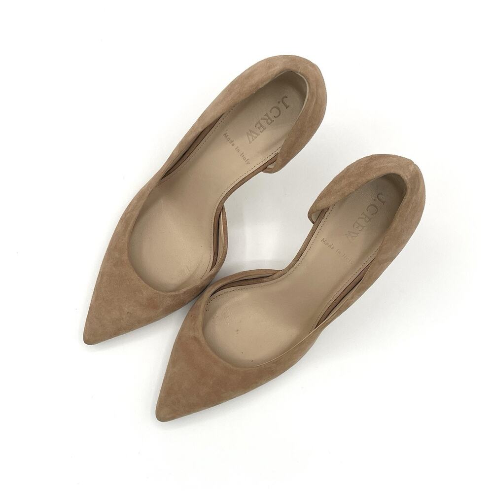 J. Crew Lucie Suede D'Orsay Pumps Chic Minimalist Classic Ashen Brown Heels Sz 8 - Picture 5 of 13